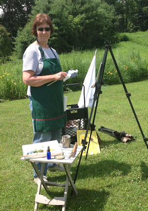 Sharon outdoors plein air painting.